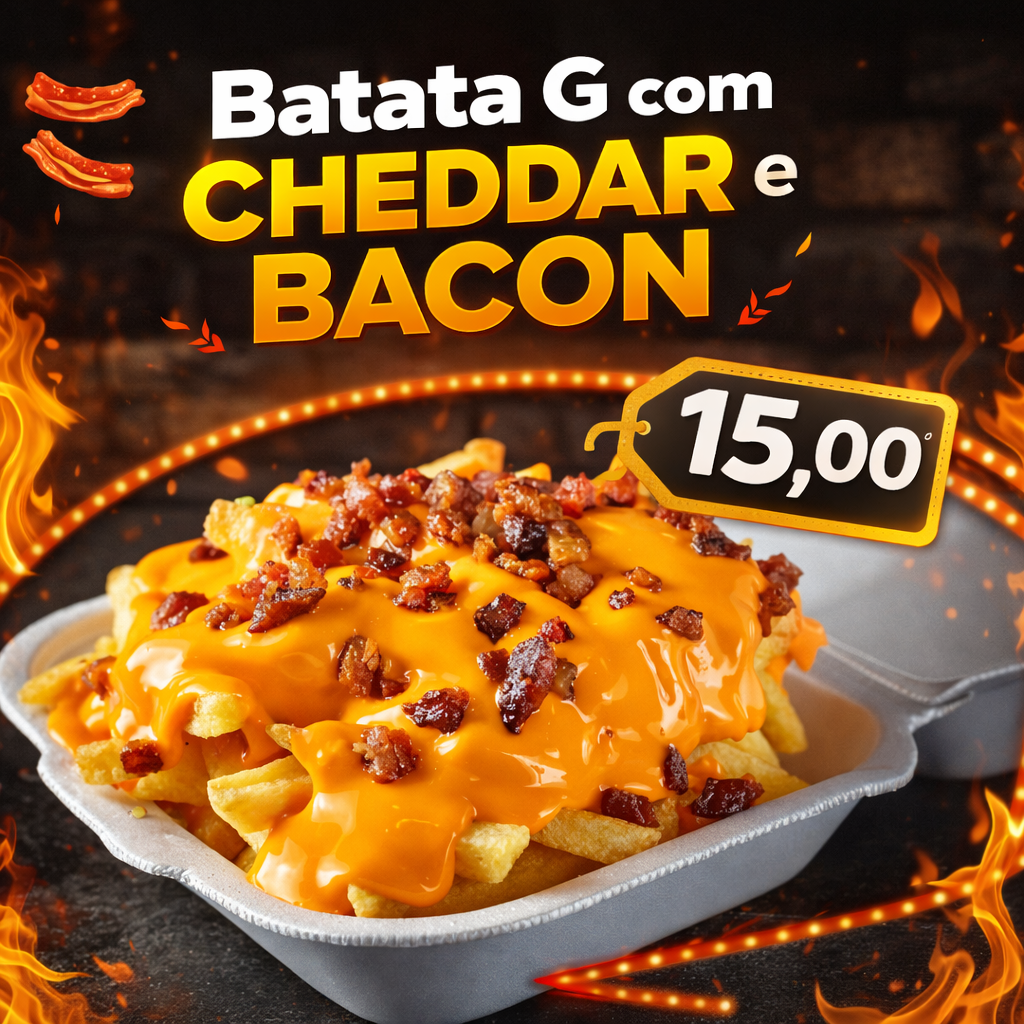 Batata Frita G com cheddar e bacon